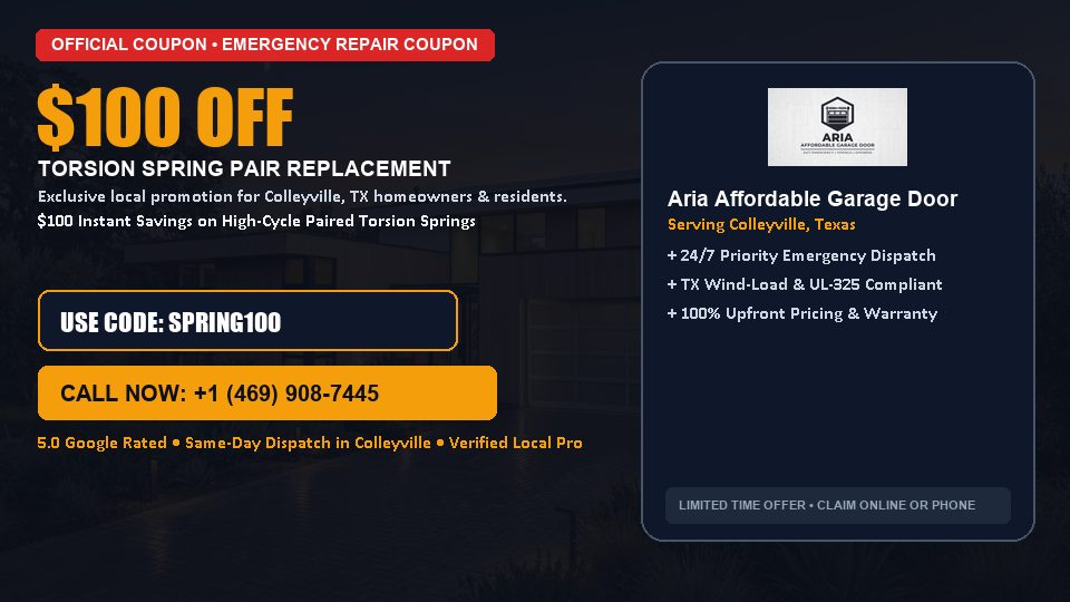 Aria Affordable Garage Door $100 OFF Dual Torsion Spring Replacement